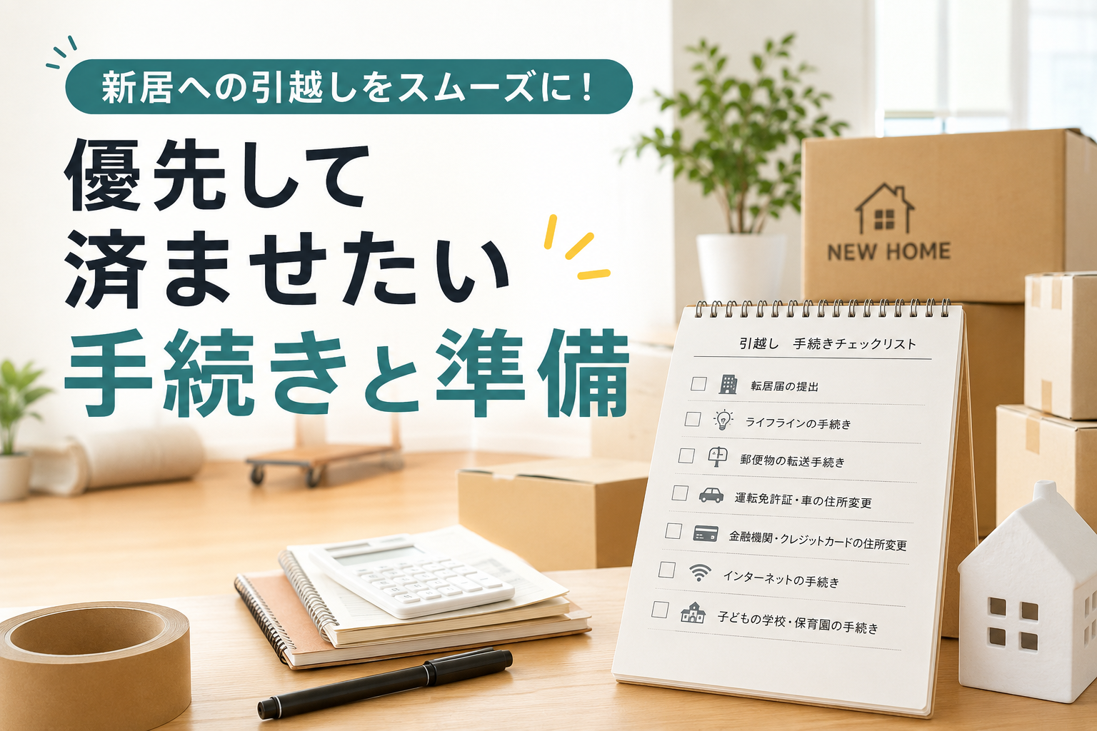 新居への引越しをスムーズに！優先して済ませたい手続きと準備のチェックリスト