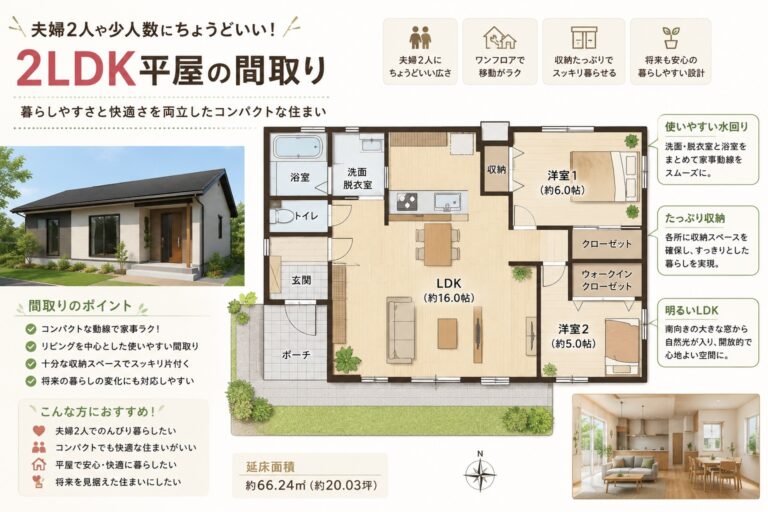 夫婦2人や少人数にちょうどいい！2LDK平屋の間取りを失敗しないための3つの手順