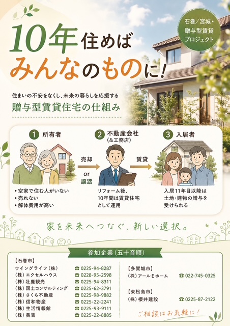 最近耳にする「贈与型賃貸」ってどんな制度？石巻での住まい選びの選択肢になる？