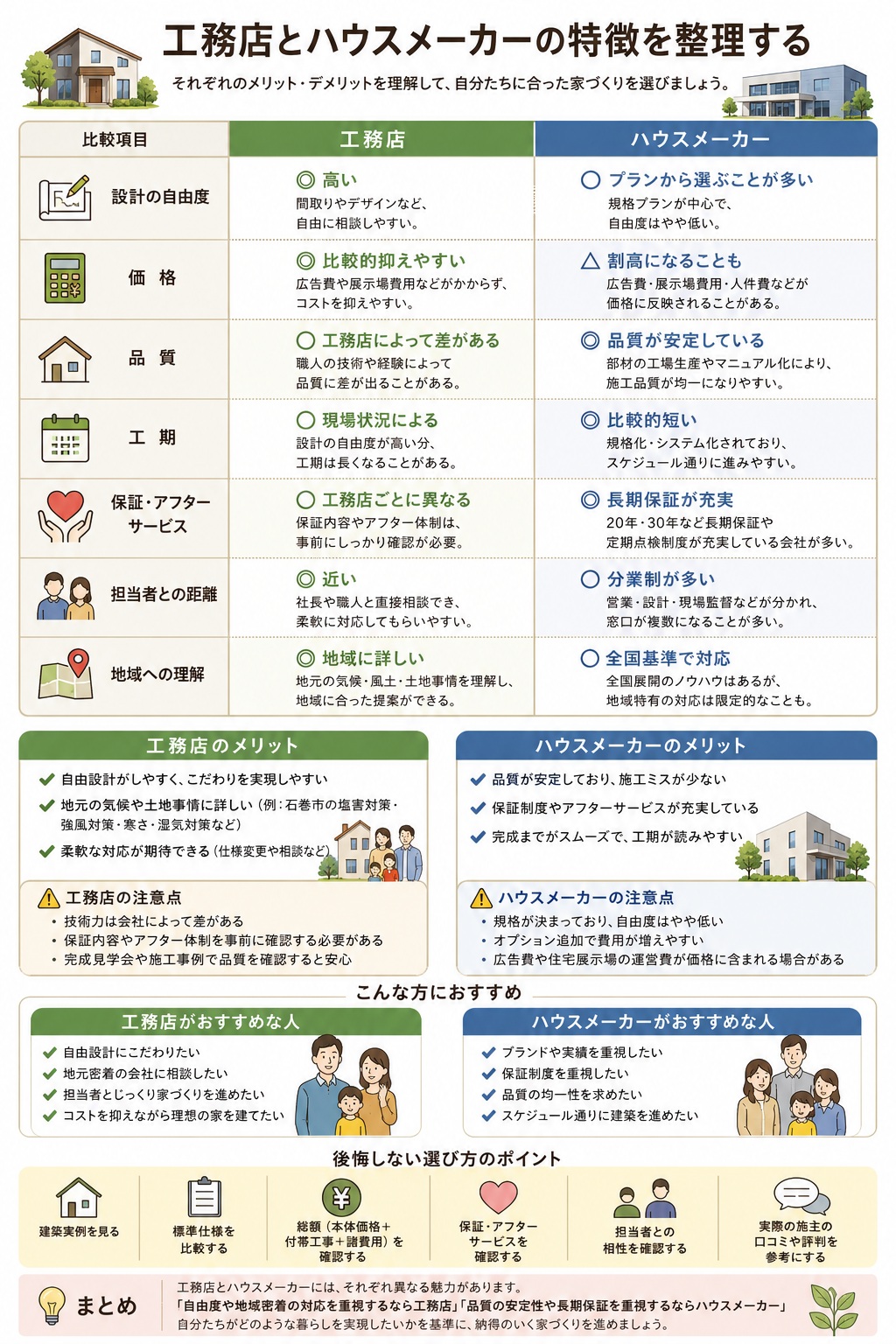 家づくりのパートナー選びで迷わないために。工務店とハウスメーカーの特徴を整理する3つのステップ