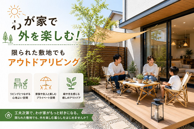 わが家で外を楽しむ！限られた敷地でもアウトドアリビングを上手に取り入れる3つのステップ