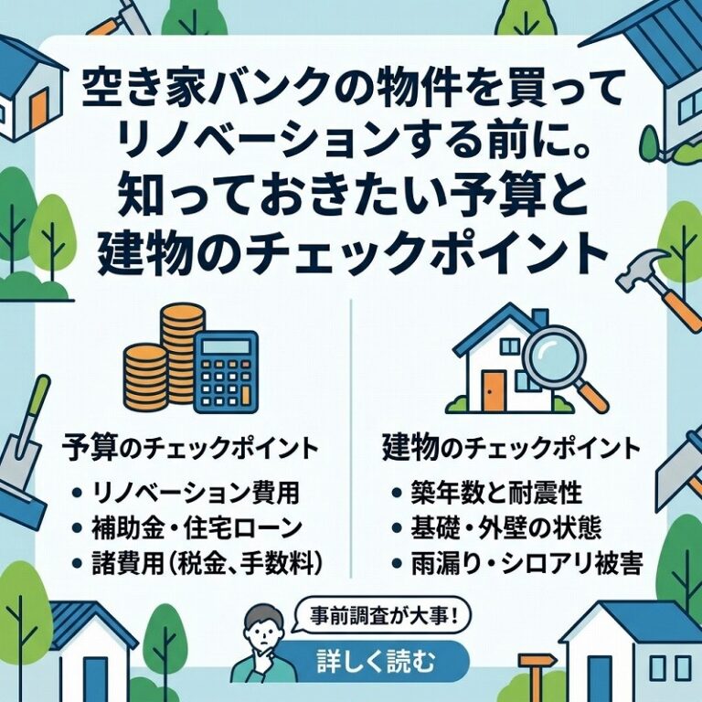 石巻市で「空き家バンク」の物件を買ってリノベーションする前に。知っておきたい予算と建物のチェックポイント