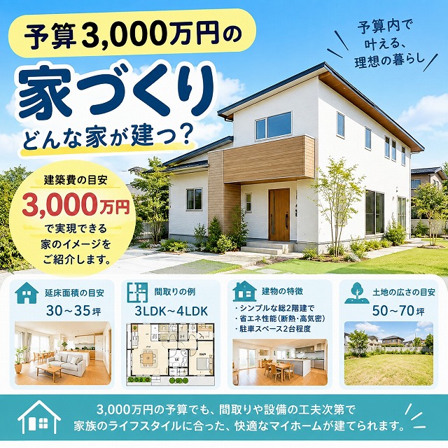 石巻市で予算3000万円の家づくり｜どんな家が建つ？建物と土地の費用バランスを解説