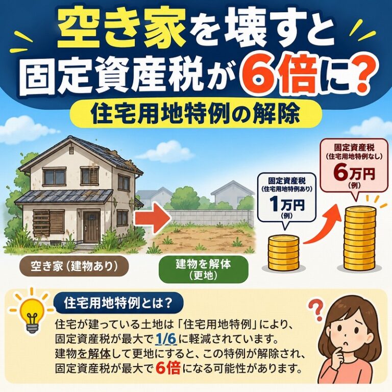 石巻市で空き家を壊すと固定資産税が6倍に？住宅用地特例の解除で後悔しないための基礎知識