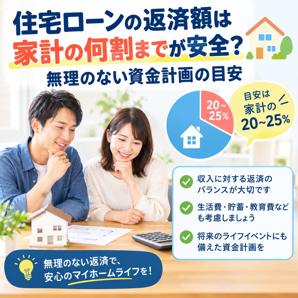 石巻市で建てる注文住宅｜住宅ローンの返済額は家計の何割までが安全？無理のない資金計画の目安