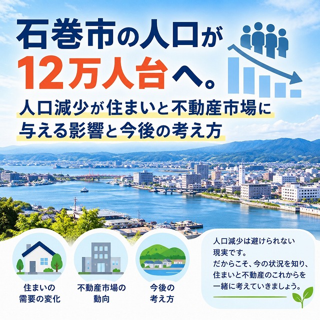 石巻市の人口が12万人台へ。人口減少が住まいと不動産市場に与える影響と今後の考え方