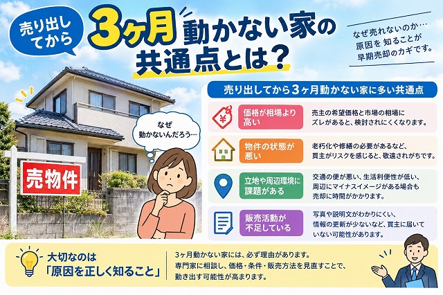 石巻市で売り出してから3ヶ月動かない家の共通点とは？売却の滞りを防ぐ見直し手順