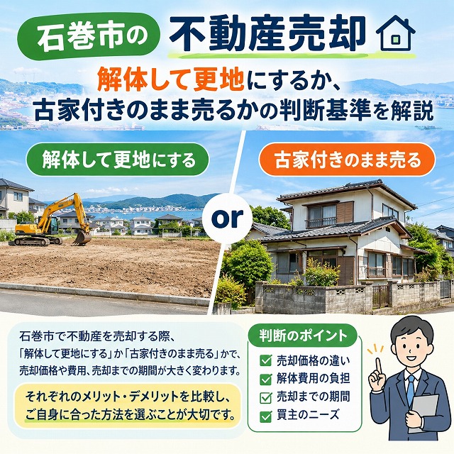 石巻市の不動産売却｜解体して更地にするか、古家付きのまま売るかの判断基準を解説
