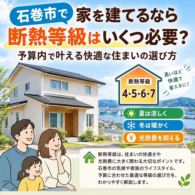 石巻市で家を建てるなら断熱等級はいくつ必要？予算内で叶える快適な住まいの選び方
