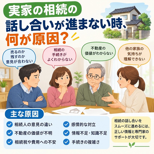 石巻市で実家の相続の話し合いが進まない時、何が原因？よくある3つの理由と解決の糸口